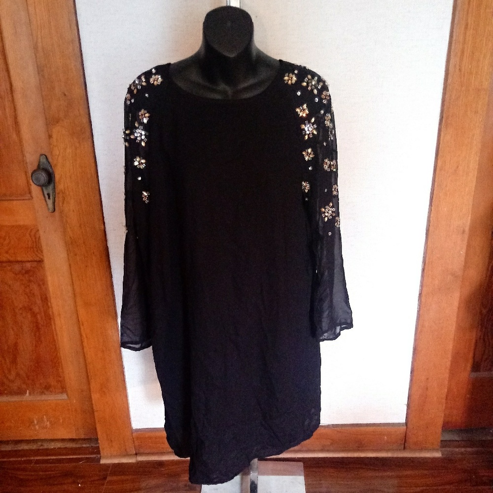 H&M black mid length dress with jewels
